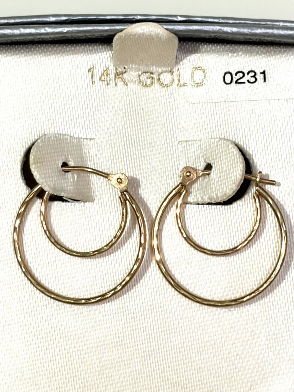 NWT 14K Yellow Gold Double Hoop Earrings Vintage